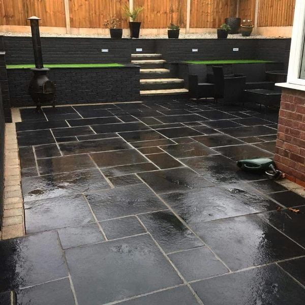 black patio slabs